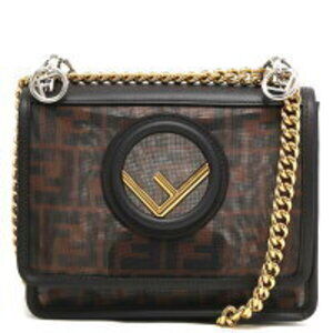 Fendi Canai Shoulder Bag Maroon Brown Black Evano Leather